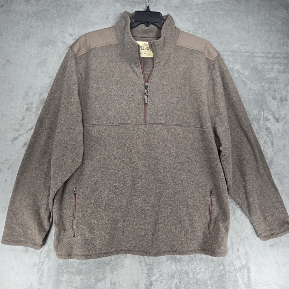 Life Is Good Cozy Comfy Sweater Men's Sz XXL Brown Quarter Zip Pullover EUC